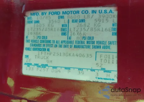 1986 Ford F250 z USA, uszkodzony, nr VIN 1FTHF2513GKA40635